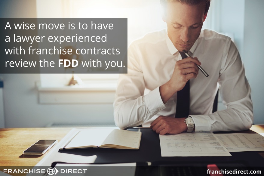 Lawyer experienced with franchise contracts reviewing FDD